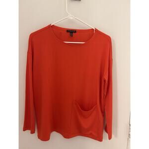 Eileen Fisher Tencel Lyocell Front Pocket Soft Terry Top Petite PP Made In USA